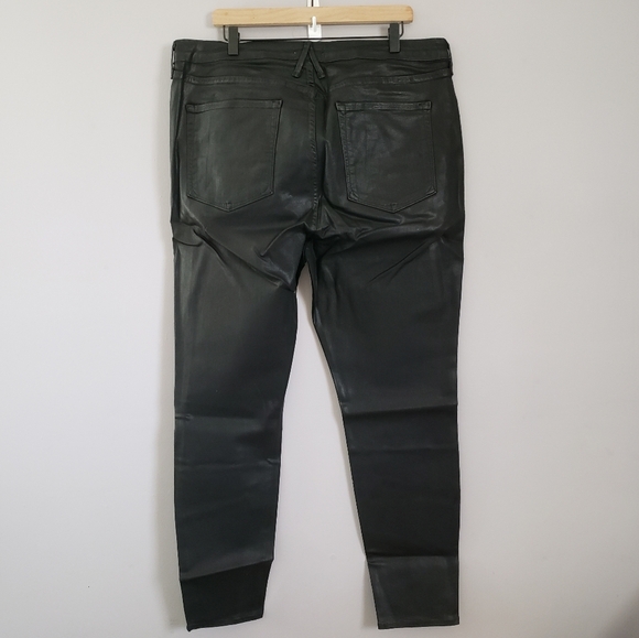 Good American Good Legs High Waist Skinny Jeans Black Coated Waxed SZ 22 - Picture 3 of 5